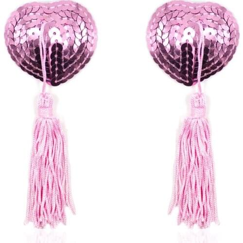 Sex Toy for Woman Breast Pasty Nipple Cover Sticker Flirting Stimulator BDSM Game Gear Bondage Heart-shaped Sequins Tassels
