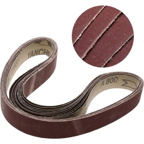 10Pcs 1'' x 30'' 760 x 25mm 800 Grit Sanding Belts Strip Oxide Paper Abrasive