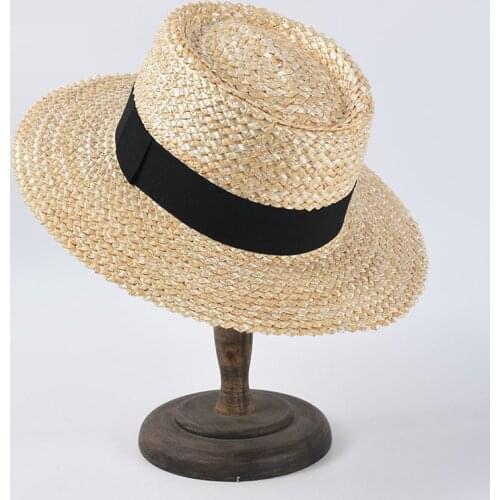 Fibonacci 2020 New Summer Wheat Straw Hats Top Quality Elegant Hepburn Style Concave Top Women Leisure Holiday Beach Sun Hat