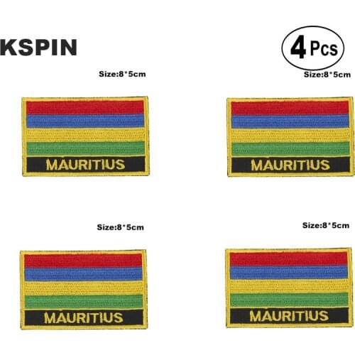 MAURITIUS Rectangular Shape Flag Iron on Saw on Patches Embroidered Flag Patches National Flag Patches for Clothing