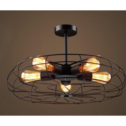 Vintage Retro Creative Fan Ceiling Light Fixture Loft Industrial American Style Bar Cafe Kitchen Room Wrought Iron Hanging Lamp