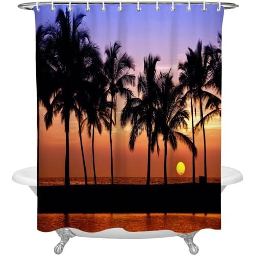 Coconut Tree Sunset The Scenery Shower Curtain Home Bath Decorative Waterproof Polyester Fabric Bathroom Curtain