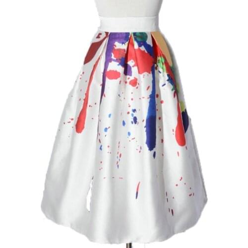 Plus size 3XL!SPRING summer new fashion printed umbrella skirt women high waist ball gown skirt knee length