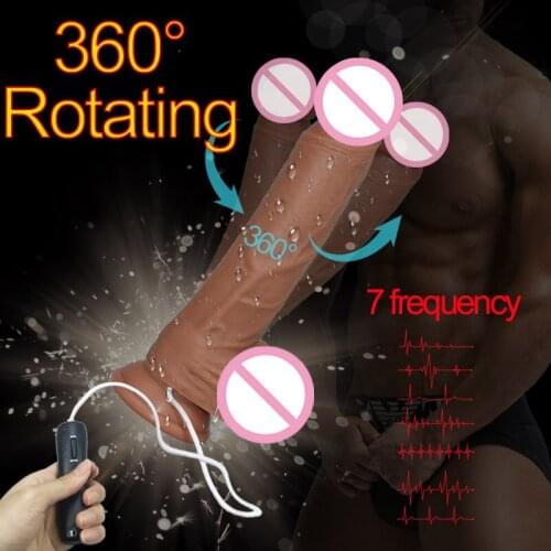 A73 Female Dildo Vibrator Realistic Penis Suction Cup 7 Frequency 360 Rotating Waterproof Erotic Sex Toys Liquid Silicone Dildo
