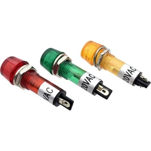 10pcs PL-101 10mm 2 feet electrocution red yellow green Indicator DC12V/24V AC220V