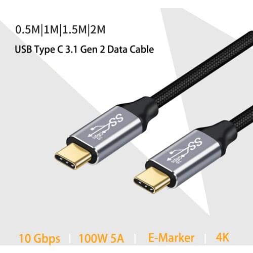 100W PD USB-C Cable USB 3.1 Gen2 10Gbps Thunderbolt 3 Cable for MacBook Air Pro 2020 Nintendo SAMSUNG Note 20 QC4.0 PPS 4K