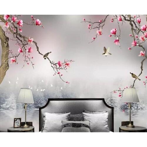 Beibehang Custom large 3d wallpaper mural living room bedroom Chinese style beautiful jade orchid bird mural background wall