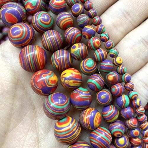 4 6 8 10 12mm Colorful Malachite Round Loose Spacer Stone Beads For Jewelry Charm DIY Making Bracelet Accessories Material