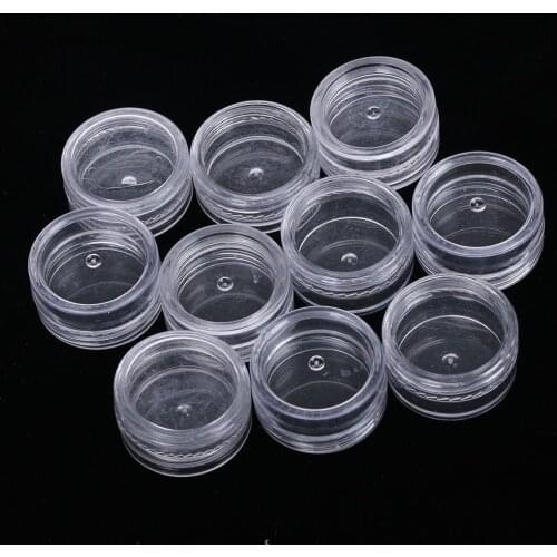 5Pcs 3/5g Portable White Translucent Mini Plastic Cosmetic Empty Jar Pot Eyeshadow Makeup Case Face Cream Lip Balm Container