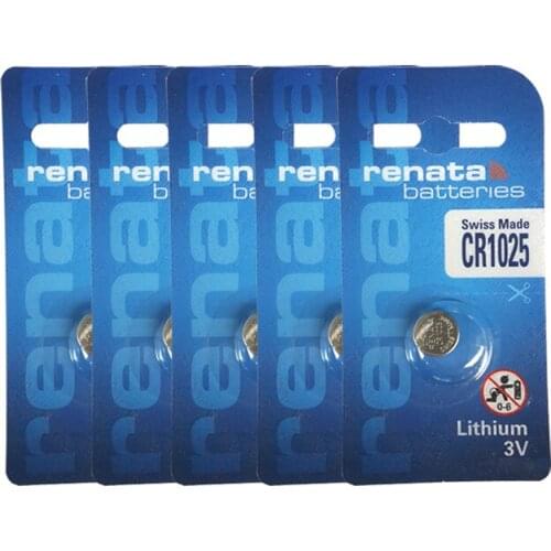 5pcs/lot 100% Original Brand Renata CR1025 Lithium Button Cell Battery 3V Batteries For Toys Keys