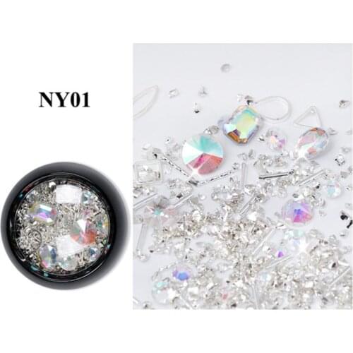 6 Colors Crystal Sand Sequins Nails Accesorios Stone Zircon Micro Drill Mixed Nails Decoration Nail Supplies For Professionals