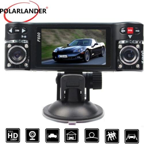 Night vision HD Dual Lens Camera Vehicle automotive 2.7 inch LCD Car DVR Cam Dash Video Recorder 8 IR Lights SOS F600