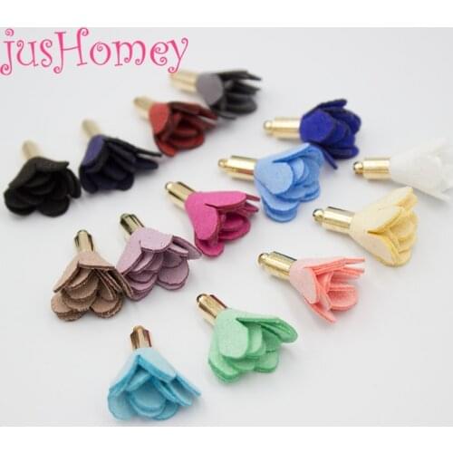 30PCS Mixed Colors Mini Suede Flower Tassel 22mm Gold Plated Cap Velvet Petal Tassels for DIY Jewelry, Earrings, Craft Accessory