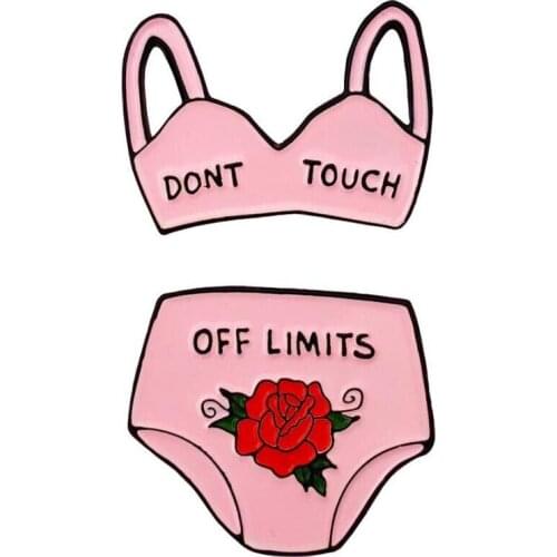 Don't touch the extreme bikini metal enamel brooch creative cartoon personality swimwear underwear protection female badge