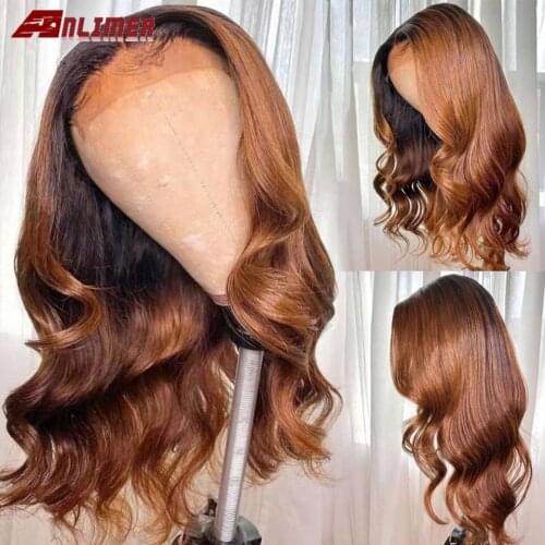 Remy Brazilian Human Hair 13x4 4x4 Lace Front Wigs Ombre Body Wave Hair Color Dark Brown Human Hair Wigs With Baby Hair Around