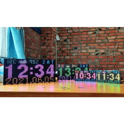 Colorful led dot matrix digital clock weather station network clock