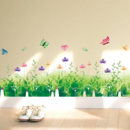 Romantic Flower Skirting Line Decoration Living Room Removable Environmentally Friendly Waterproof Wall Stickers