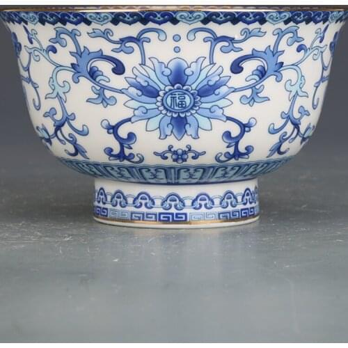 Jingdezhen Enamel Porcelain Bowl Tangled Lotus Bowl Qianlong Porcelain Antique Bowl Rice Bowl