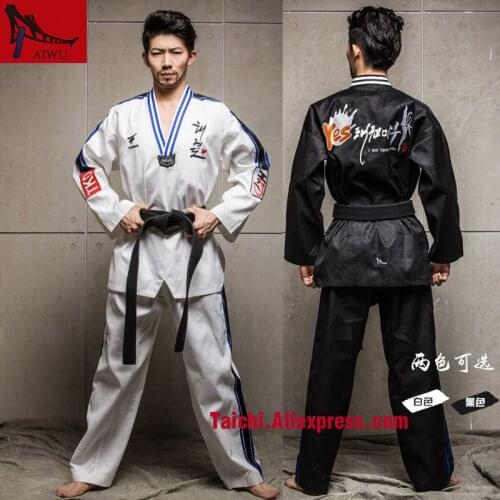 Martial Arts TKD Tae Kwon Do Korea V-neck Adult Taekwondo Master Uniform for Poomsae & Training,WTF Uniform,160-190cm