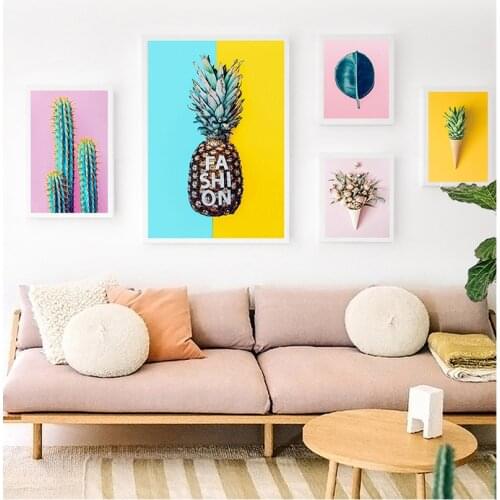 HD Print Modular Canvas Painting For Living Room Nordic Fresh Fruit Plants Picture Wall Art Flower Pineapple Cactus Home Poster