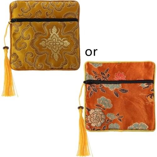 Classic Chinese Embroidery Jewelry Bag Organizer Silk Tassel Traditional Pouch