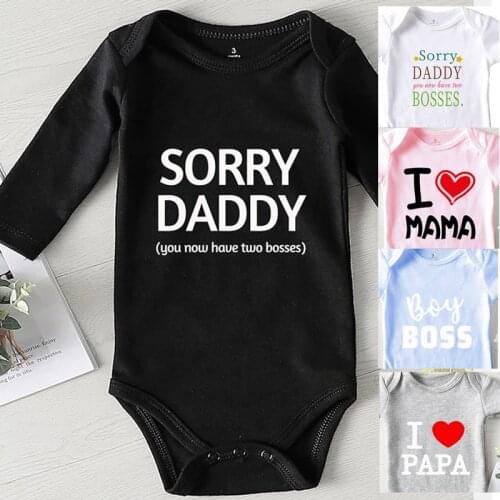 Sorry Daddy Printed Girls Outfits New Born Baby Boy Clothing Items Baby Clothes Newborn Cotton Girl Romper baby shower Jumpsuits