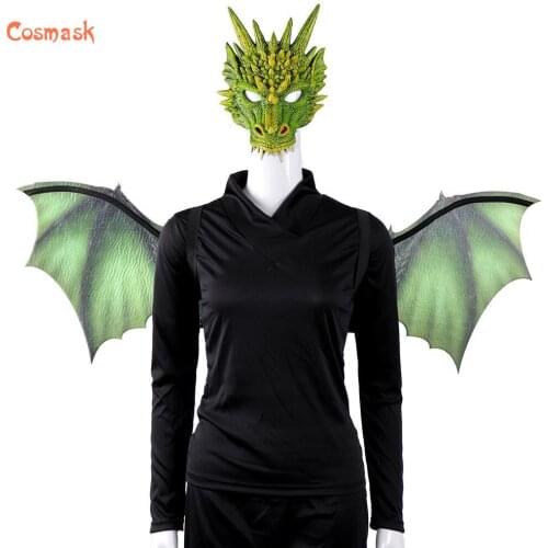 Cosmask Halloween 6 Colors Dragon Mask Wing Adult Suit Prop Carnival Dragon Costume Party Cosplay Prop Decor Mardi Gras