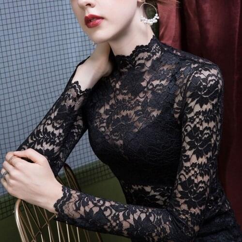 Lace Shirt Womens Mesh 2020 Spring Wear New Top Sexy Women Clothing Trendy