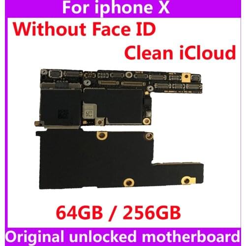 Without Face ID motherboard for iphone X 64GB 256GB 100% Original IOS system mainboard with chips Full unlocked logic board
