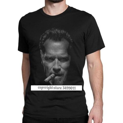 Men Tshirts Arnold Schwarzenegger Vintage Premium Cotton Harajuku Tee Shirt Fitness Tops T Shirt O Neck Clothes