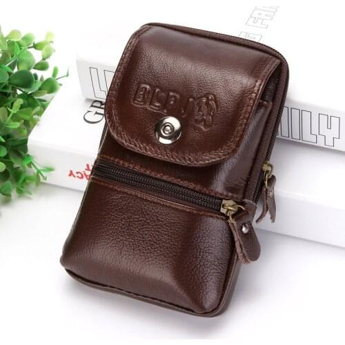 Male Cover Zippers Coin Purse Men Fanny Pack For Mobile Phone Waterproof PU Leather Belt Bag Casual Waist Packs Bags Billfold