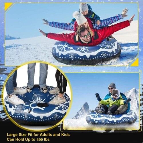 Inflatable Snow Tube for Winter Fun toys, Heavy Duty Snow Sleds for Kids and Adults Sturdy Sledding Tubes Snow Racer Skiing Sled