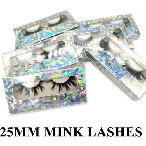 25mm false eyelash eye make up use long style daily use 25mm mink eyelashes wholesale100% real mink eyelash with paper case