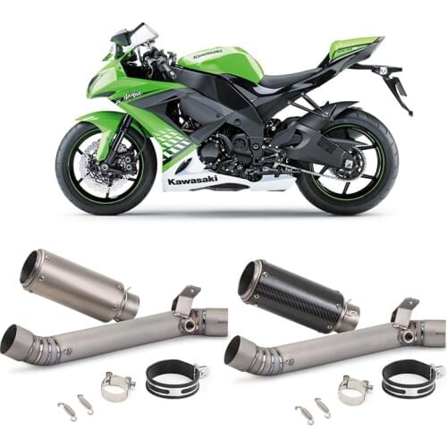 For Kawasaki Ninja ZX10R 2008-2020 Exhaust Muffler Tips 60mm Titanium Alloy Mid Link Pipe Connect Tube Slip On Motorcycle
