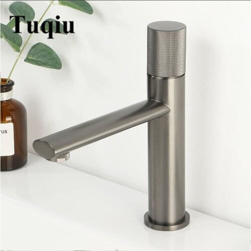 New Basin Faucet Bathroom single lever hot and cold Brief Brass water Mixer Tap Gun Gray Color Basin Water Sink Mixer crane