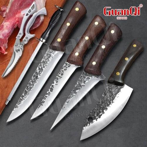Stainless Steel Cleaver Boning Knife Butcher Knife Handmade Forged Boning Knife Fishing Knife Outdoor Camping Cooking Cutter
