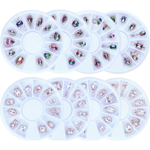12pcs Clear Rhinestone nail studs / Teardrop /crown and bow tie charm Nail design nail art/ Manicure Nail 3D decorations,MRTtr21