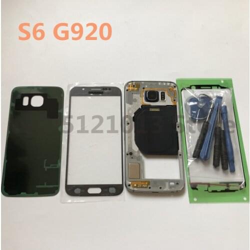 Original Full Housing Case Back Cover Front Screen Glass Lens+Middle Frame For Samsung Galaxy S6 G920 G920F Complete Parts