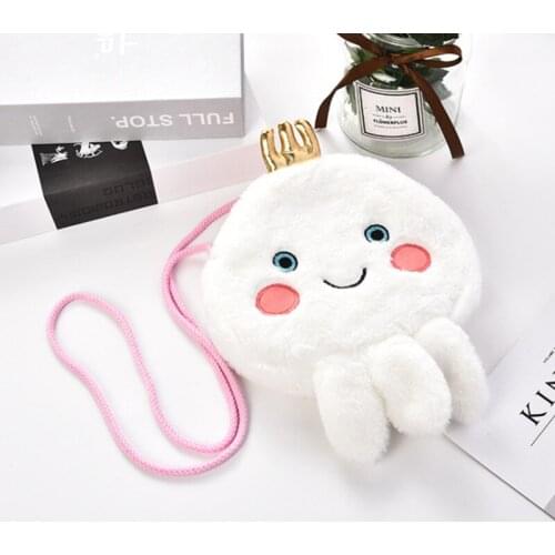 Girls plush messenger bag cartoon octopus coin purse messenger bag children gift key coin purse cute princess mini shoulder bag