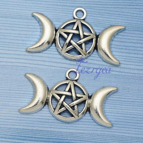 15pcs/lot--30x17mm,Triple Moon chams, Antique silver plated Triple Moon Goddess charms ,DIY supplies, Jewelry accessories