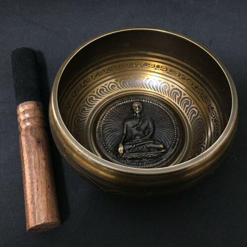 Nepal Chakra Meditation Singing Bowl Religion Belif Buddhism Brass Tibet Singing Bowls with Leather Stick and Cushion