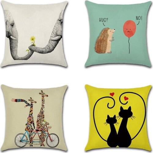 Lovely animal Cushion Cover couple Pattern Pillow Covers Decorative for Sofa Car Bed Living Room Decor