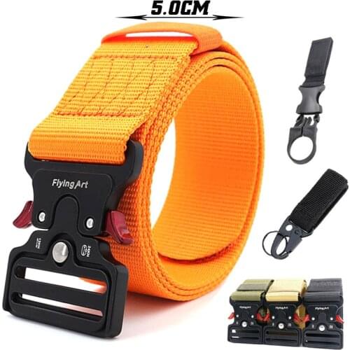 Tactical Belt Military High Quality Nylon Mens Training Heavy Duty Belt Metal Multifunctional Buckle Outdoor Sports Hook New