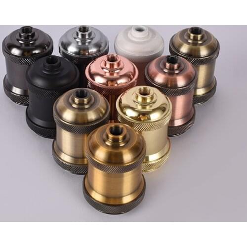 Retro e27 lamp holder e26 spiral lamp holder metal die-casting aluminum plating high-end chandelier lamp holder