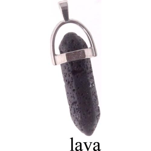 Hexagonal Column Natural Crystal Stone Charms Pendent lava rock Necklace Amethyste Pendulum For Women DIY Jewelry Hot Sale