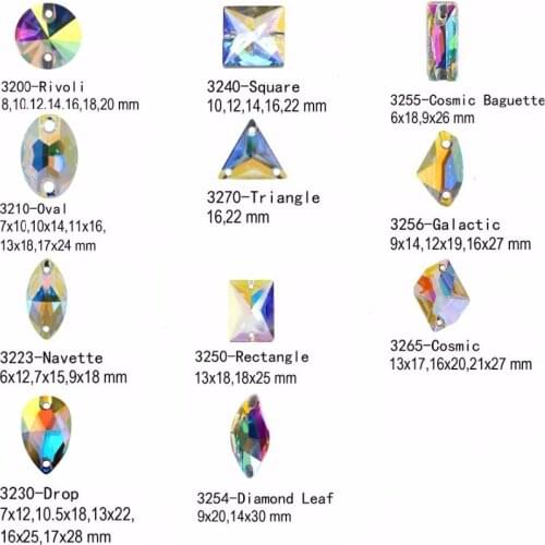 Mix Sizes Mix Shapes Sewing Crystal AB Sew On Beads Flatback Strass Fancy Crystals Sew On Stones For Wedding Dress Crafts