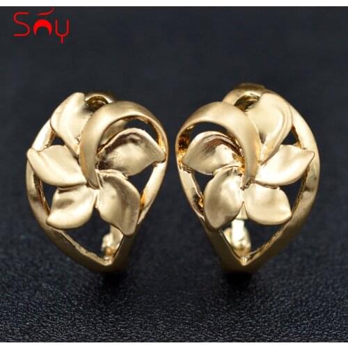 Sunny Jewelry Fashion Jewelry 2021 Clip Earrings For Women High Quality Alloy Flower Hollow Out For Party Wedding Daily Wear