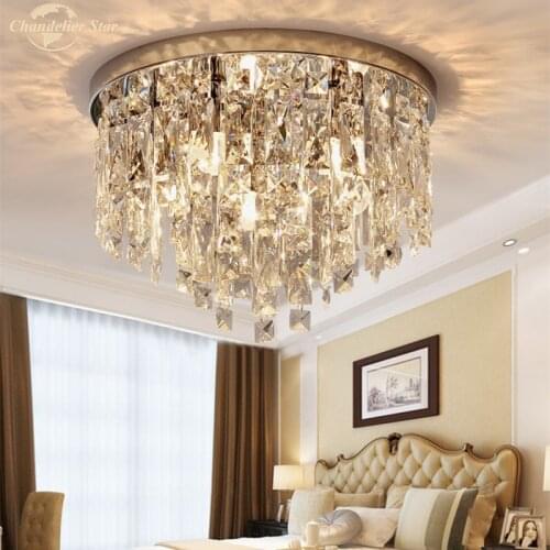Modern Luxury LED Crystal Ceiling Lights Round Tassel Home Decoration Indoor Lighting for Kitchen Living Room Bedroom Room