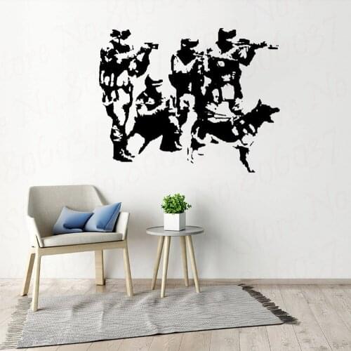 Military K9 Unit Wall Sticker Boys Room Decoration Removable Vinyl Art Wall Decal Military Team Wall Mural Home Wallpaper WL1198
