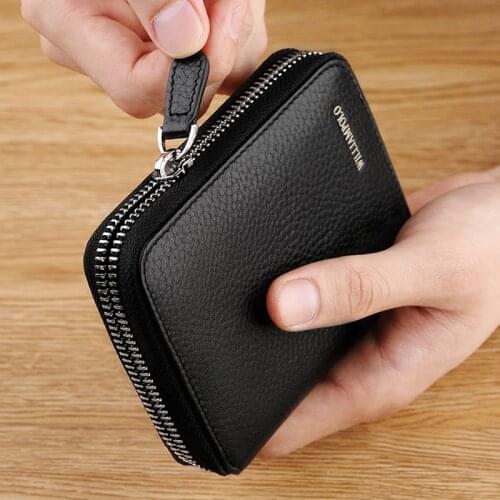 High grade genuine leather couple wallet mens short zipper womens small clip coin pocket fashion multi-function couple Wallet